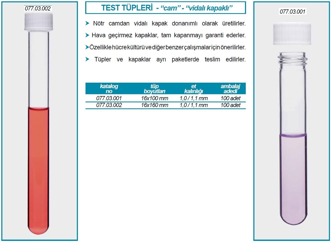 İSOLAB 077.03.001 tüp - cam - vidalı 